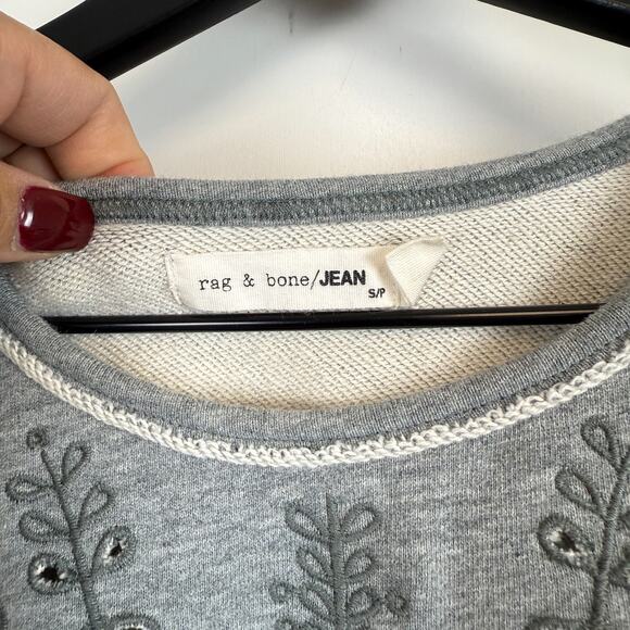 Rag & Bone /Jean Embroidered Mini Shift Dress Sweatshirt Gray - S - Picture 4 of 10